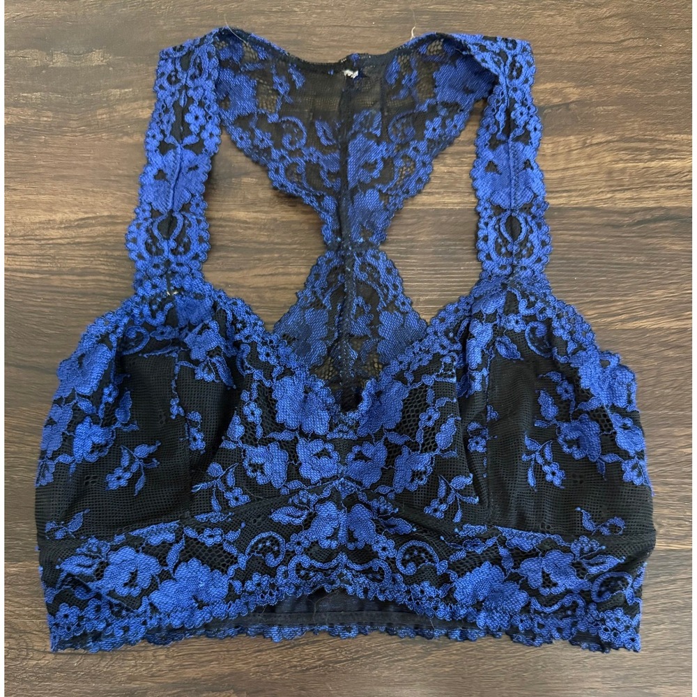 Intimately Free People Women's Cross Dye Galoon Lace Racerback Bra Size S - Picture 3 of 5